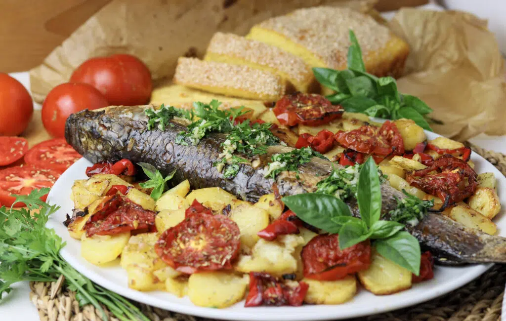 Oven Baked Grey Mullet